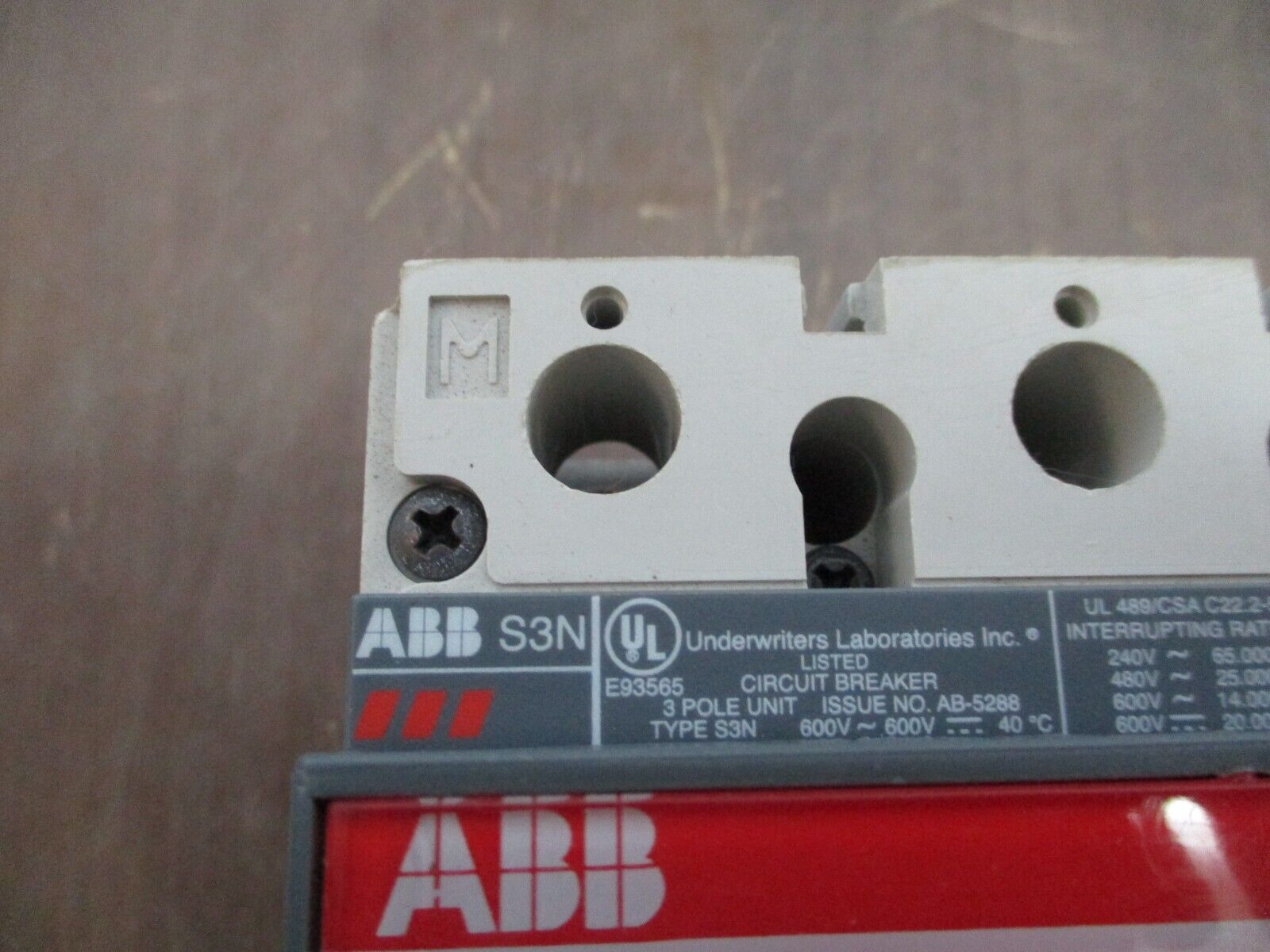 ABB Sace S3 Circuit Breaker S3N 70A 600V 3P Used