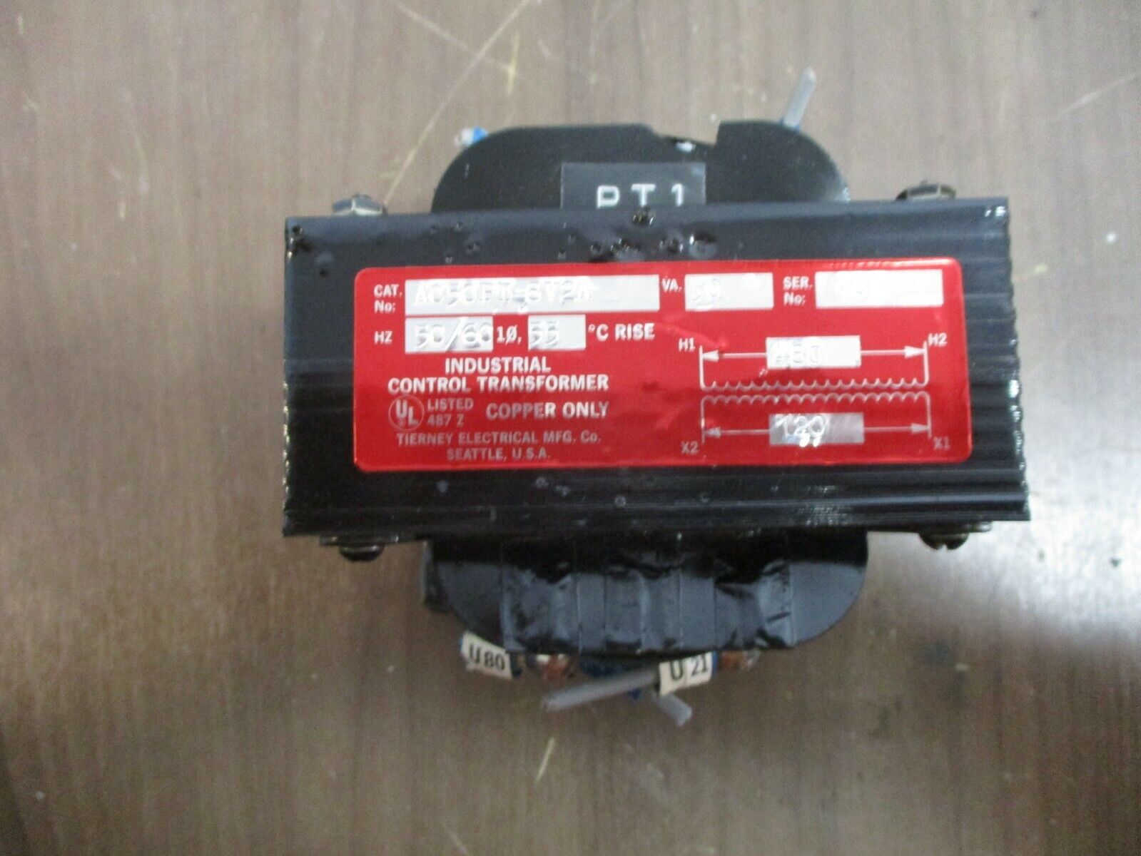 Tierney Control Transformer AC50PT-8V2A 50VA Pri: 480V Sec: 120V Used
