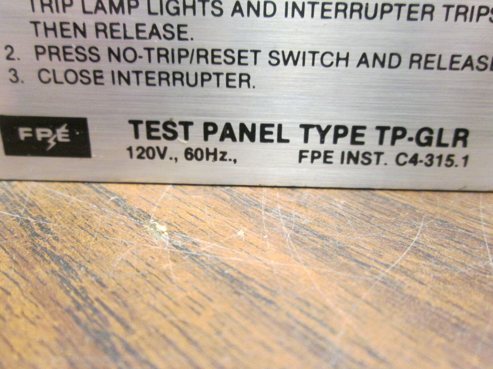 FPE Test Panel TP-GLR 120V 60Hz Used