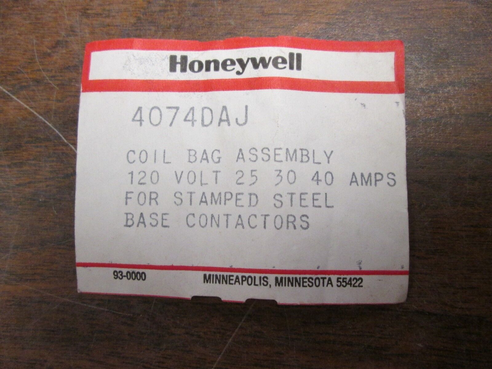 Honeywell Coil Bag Assembly 4074DAJ 120V 25/30/40A New Surplus