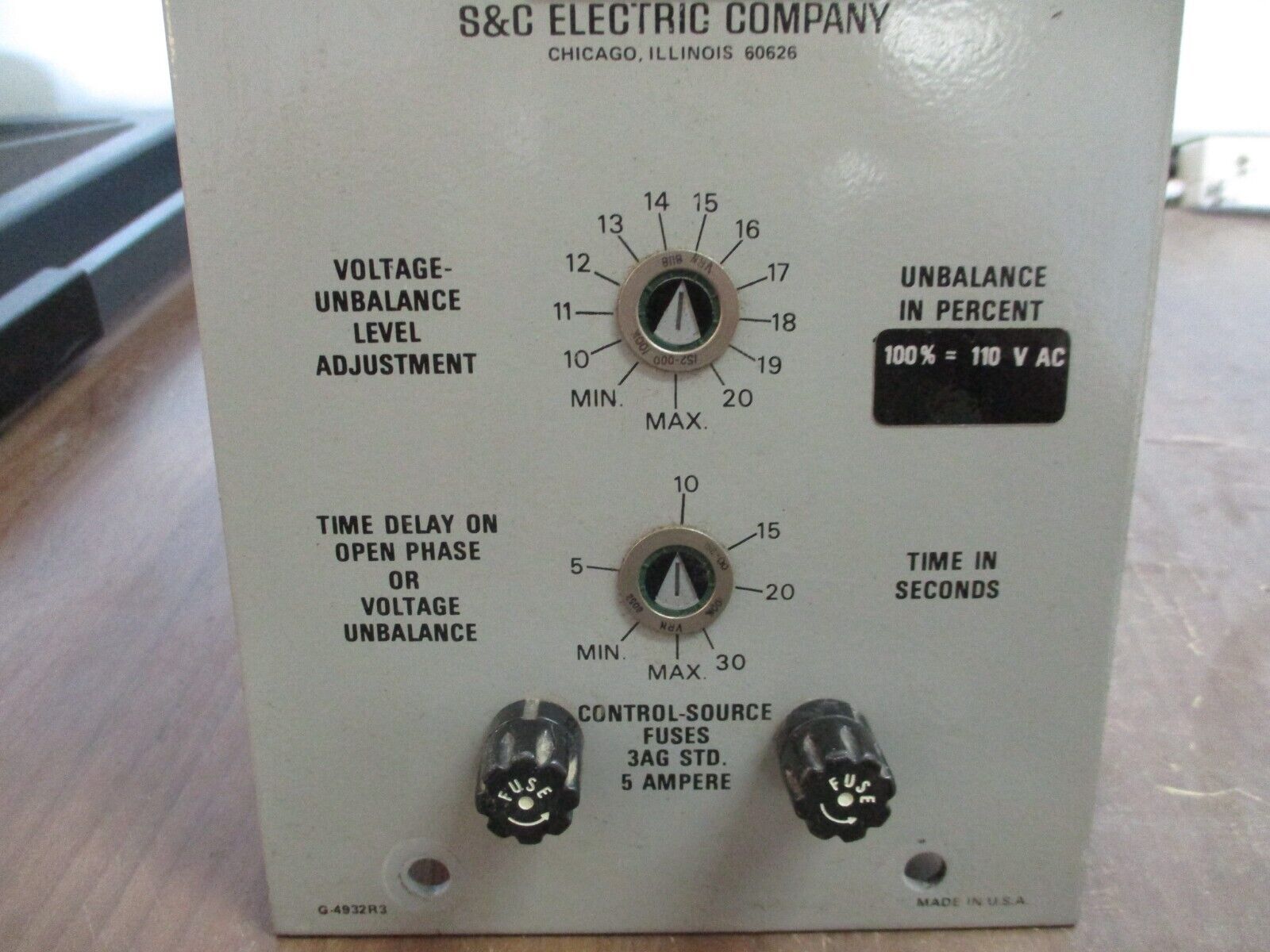 S&C Type SPD Open-Phase Detector 38870R2-D 120VAC Control Used