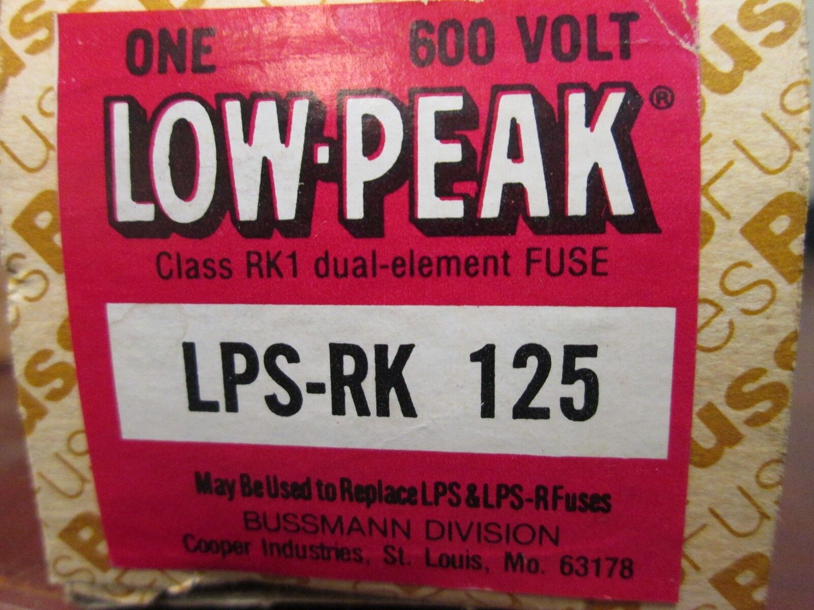 Buss Low-Peak Fuse LPS-RK 125 600V 125A New Surplus