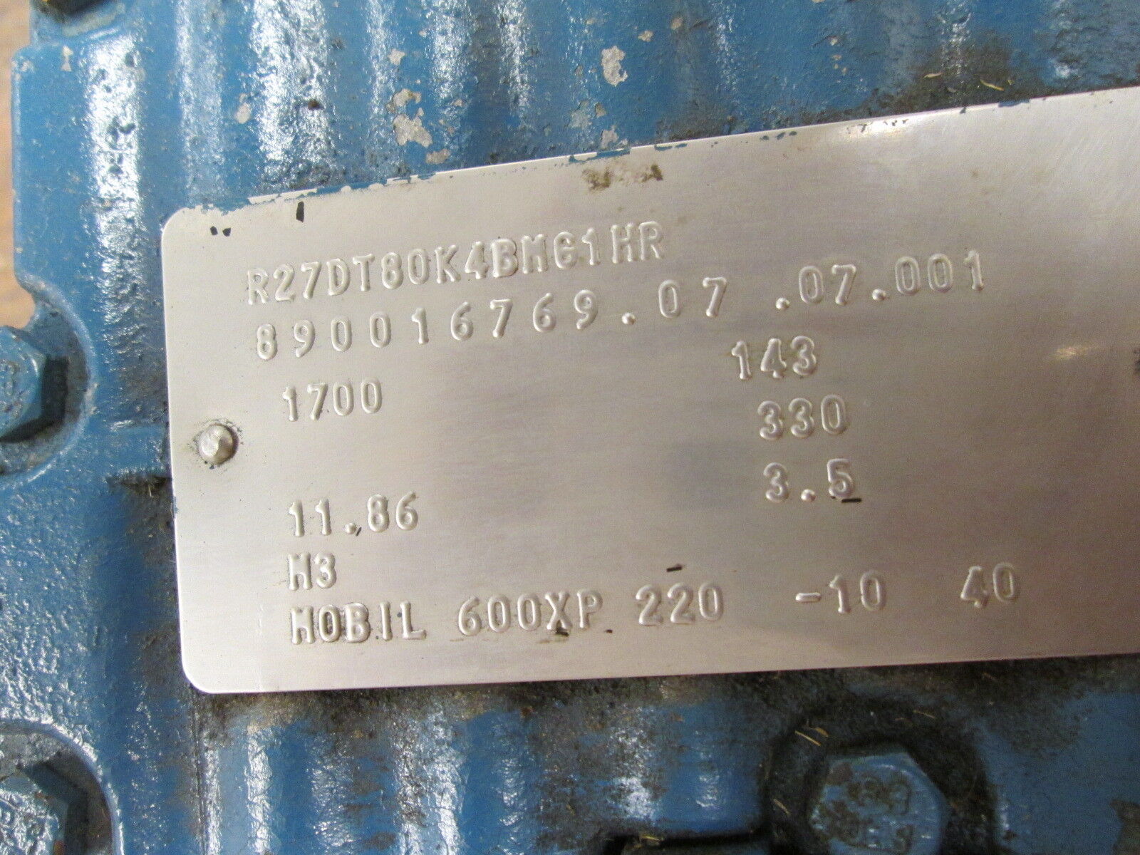 SEW Gearmotor DFT80K4BMG1HR .75HP 1800RPM ENCL:TEFC 230YY/460V 2.90/1.45A Used