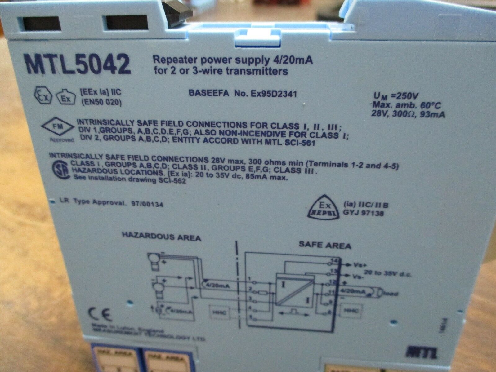 Measurement Technology Repeater Power Supply MTL5042 4/20mA Used