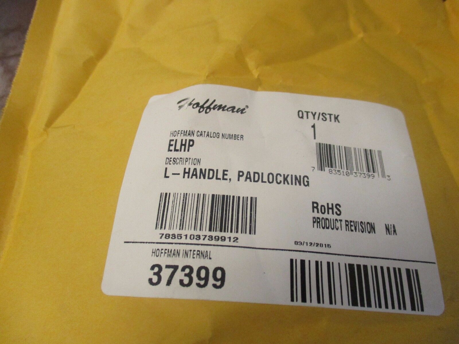 Hoffman Padlocking L-Handle ELHP New Surplus