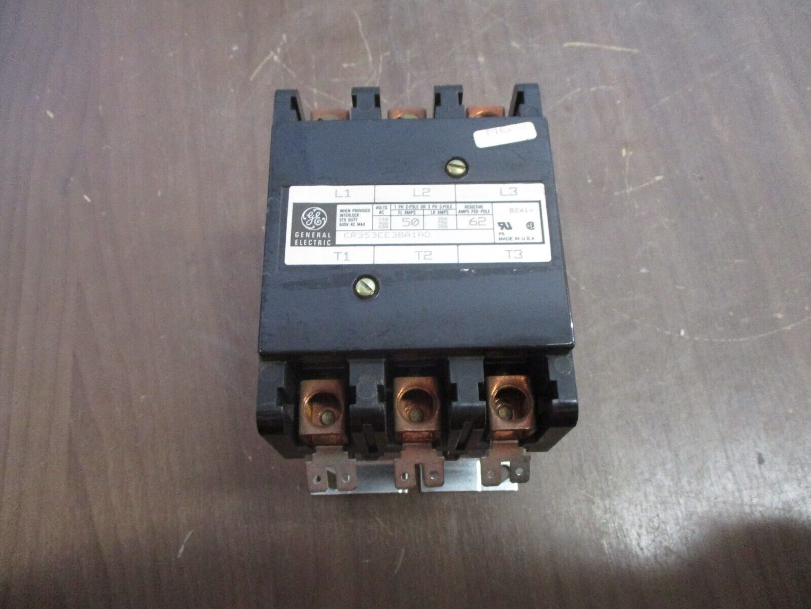 GE Contactor CR353EE3BA1AD 50A 120V Coil 3P *Missing (4) Terminal Lugs* Used