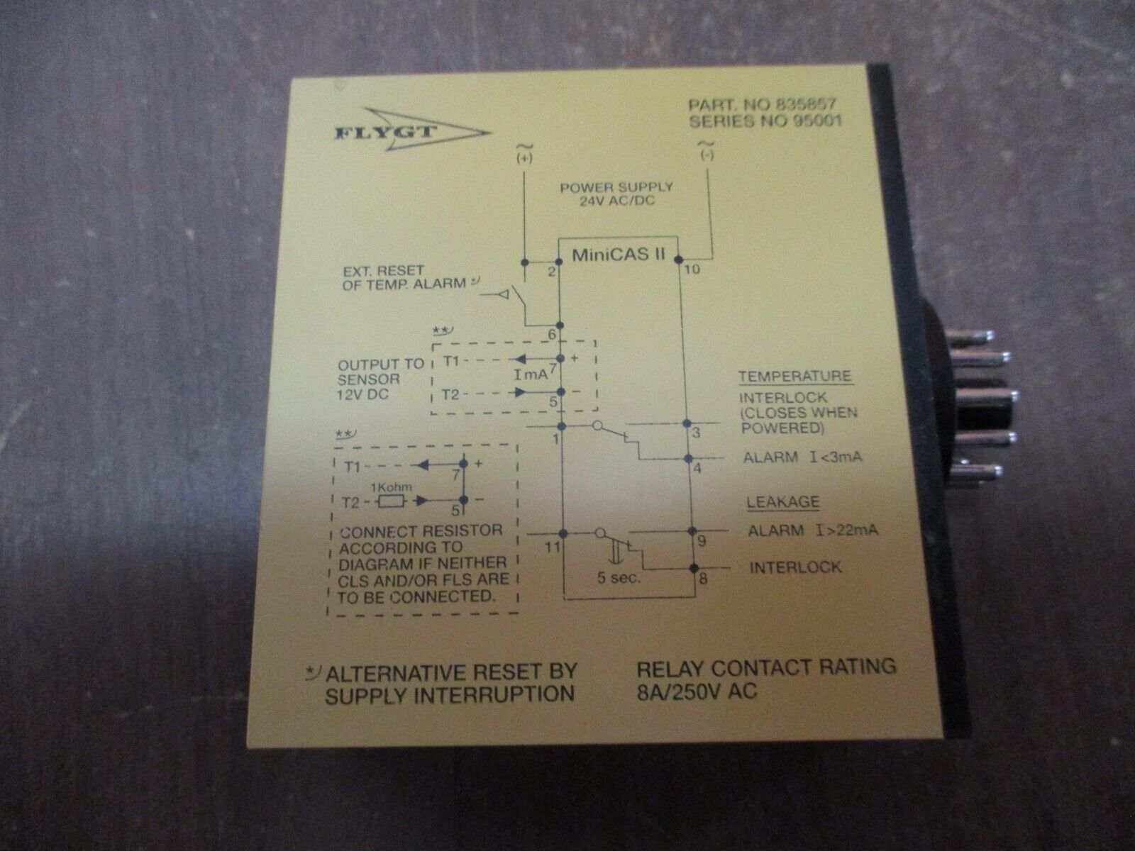 Flygt Mini CAS II Relay 835857 24V AC/DC Used