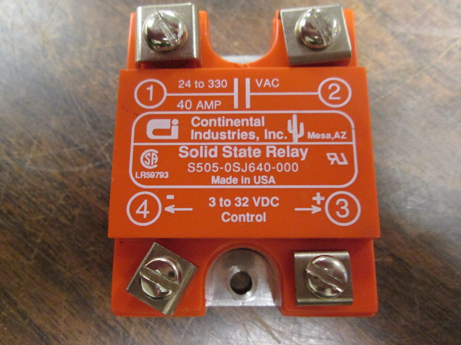 Continental Industries Solid State Relay S505-0SJ640-000 Input:3-32VDC Used