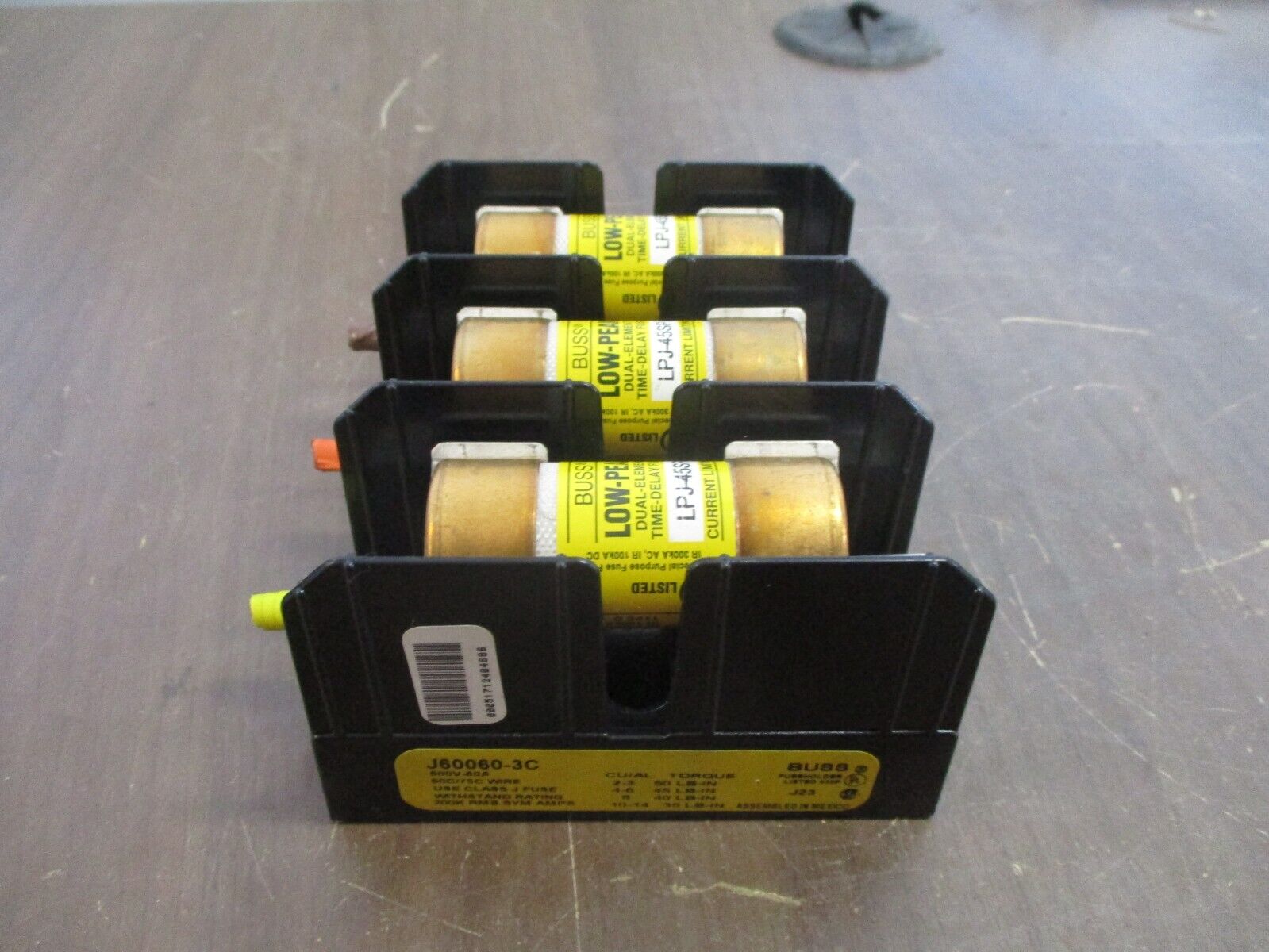 Buss Fuseholder J60060-3C 60A 600V 3P w/ (3) 45A Fuses Used