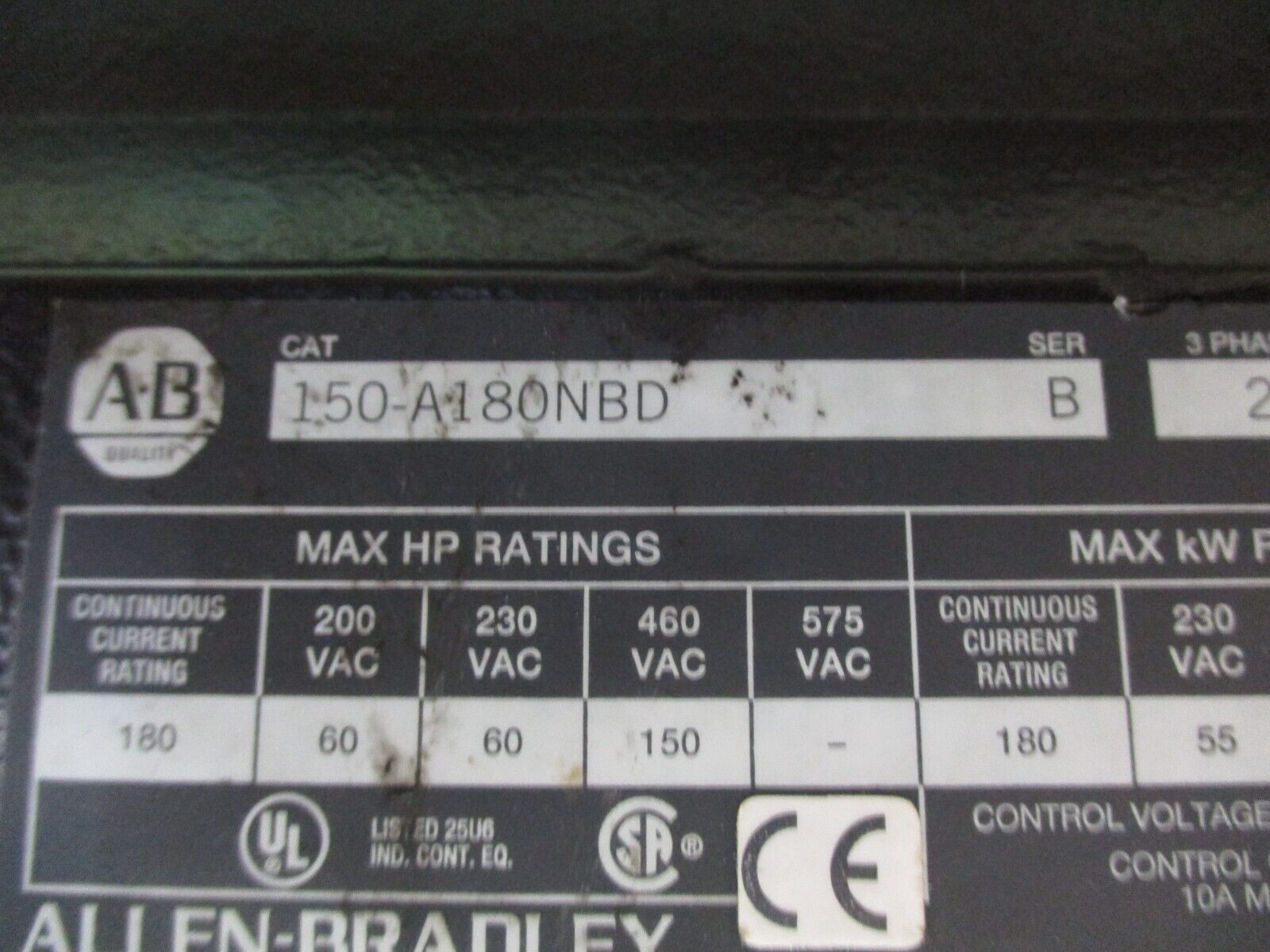Allen-Bradley SMC Plus Soft Start 150-A180NBD Ser. B 150HP 208-480V 3Ph 47-63Hz