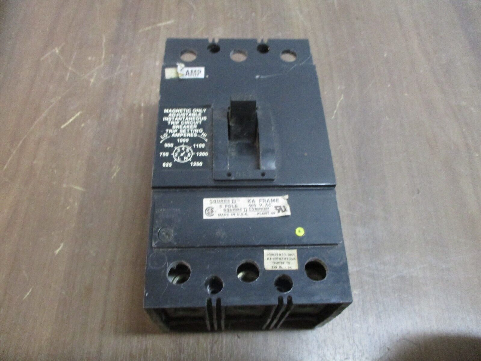 Square D Circuit Breaker KAL-36225-25M 225A 600V 3P Used