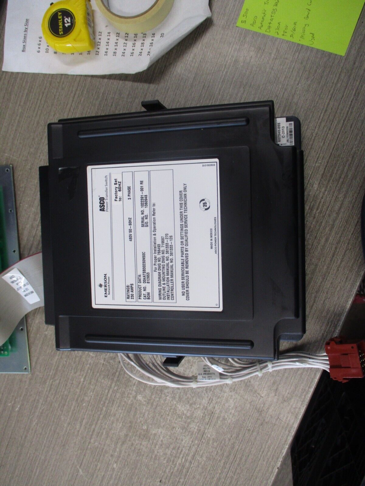 Asco Automatic Transfer Switch D04ATSB30230N50C 230A 480V 50/60Hz