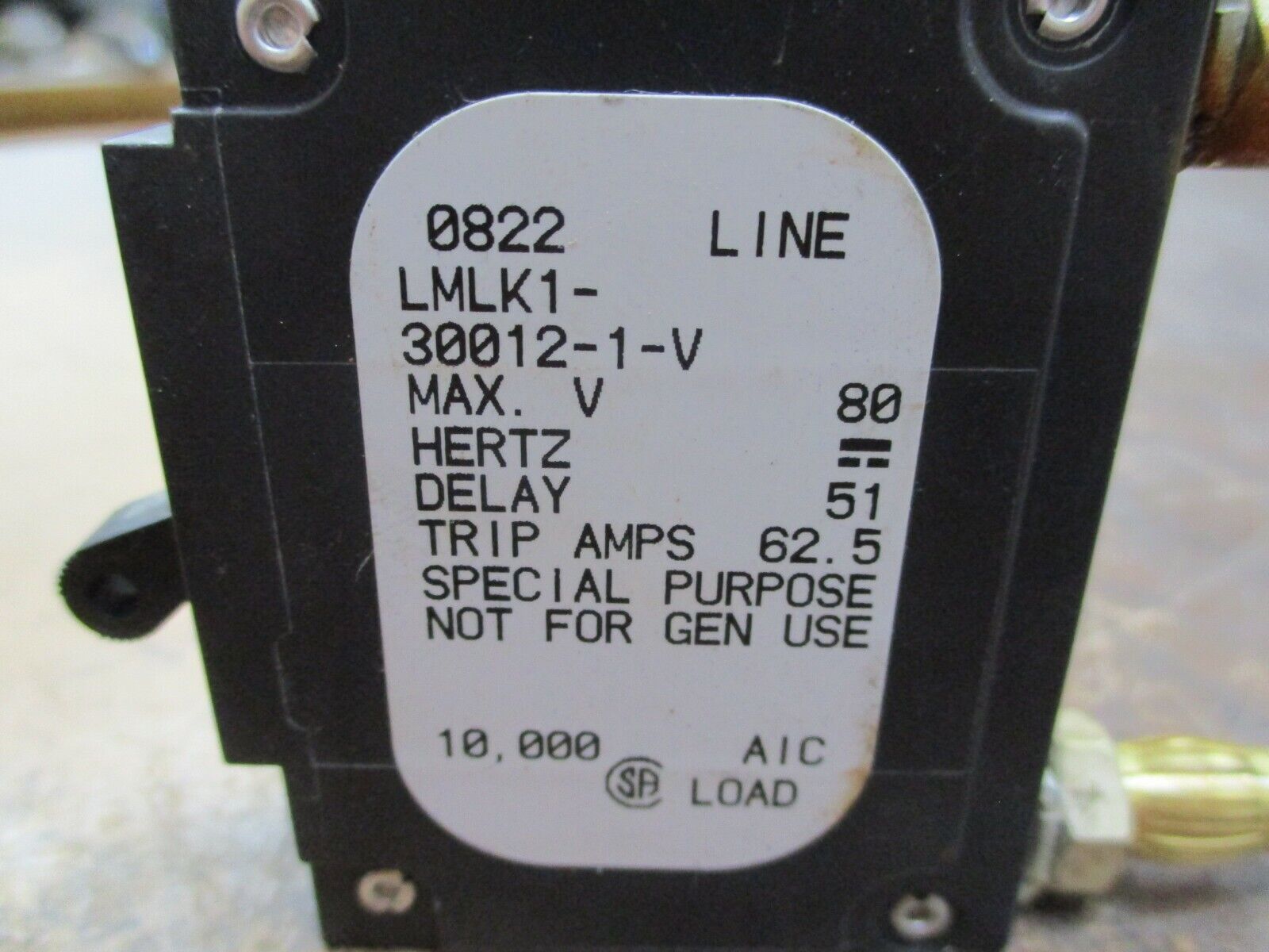 Airpax DC Circuit Breaker LMLK1-30012-1-V 50A 80VDC 1P *Some Shelf Wear* Used