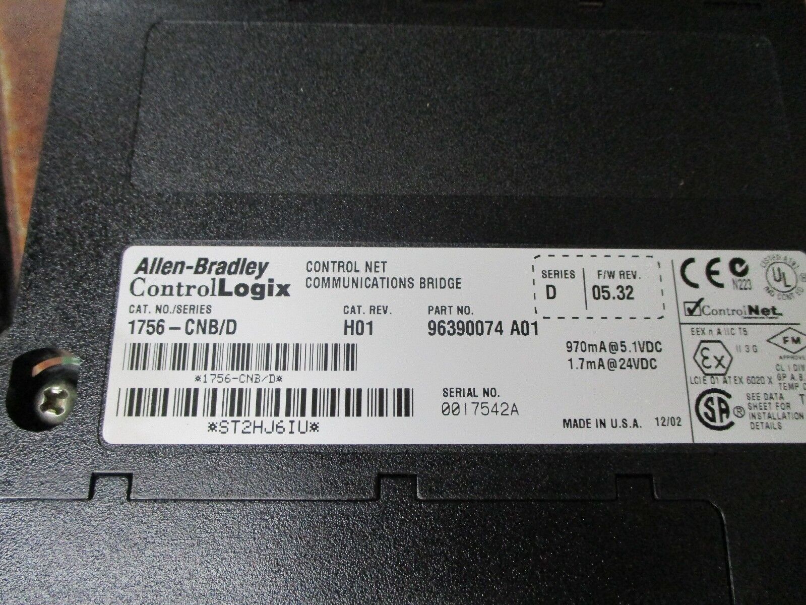 Allen-Bradley ControlLogix Control Net Comm. Bridge Module 1756-CNB/D Rev.H01