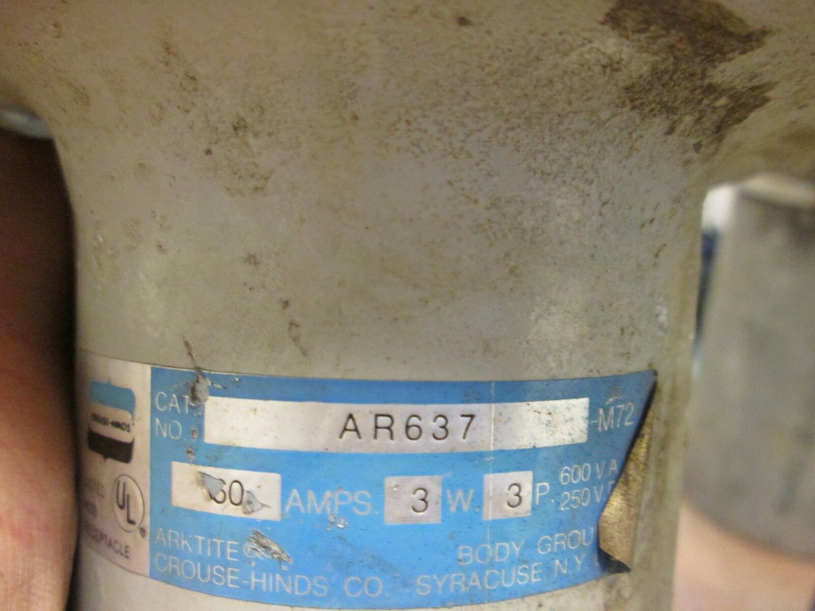 Crouse-Hinds Arktite Receptacle w/ Base AR637 60A 3P 3W 600V