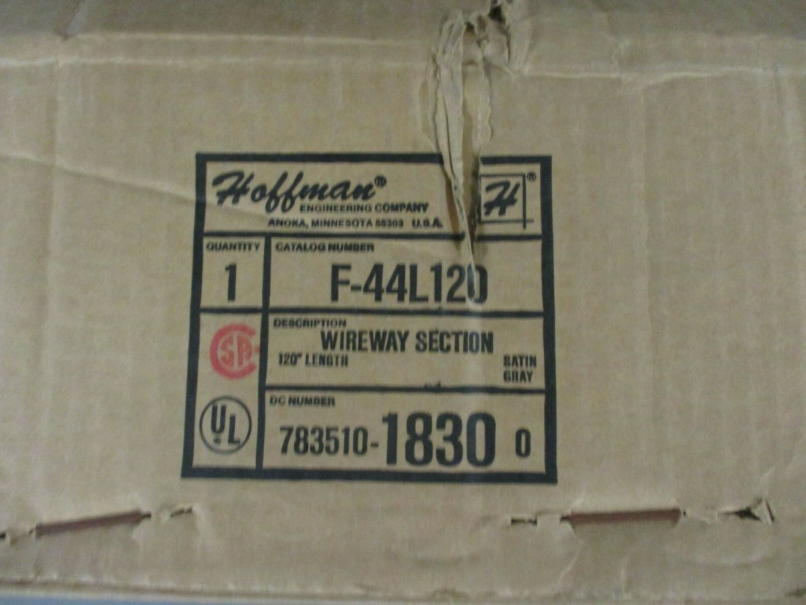 Hoffman Wireway Section F-44L120 Length: 120" Size: 4"x4" New Surplus