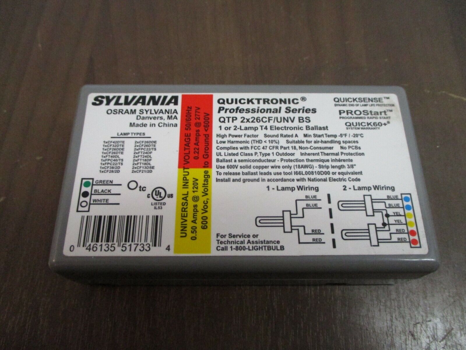 Sylvania Quicktronic Professional Series Electronics Ballast QTP 2X26CF/UNV BS