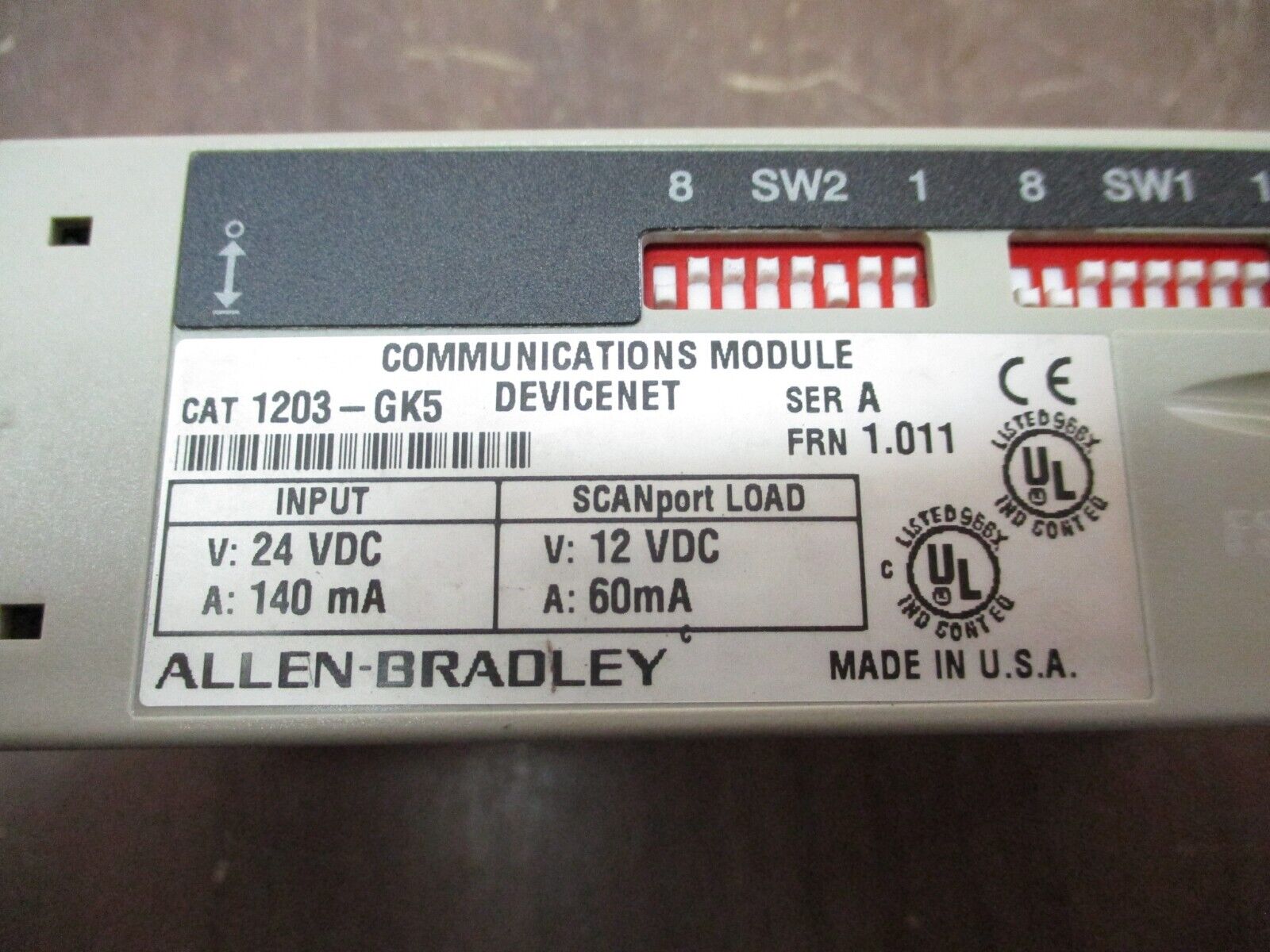 Allen-Bradley DeviceNet Comm. Module 1203-GK5 Ser. A FRN: 1.011 Used