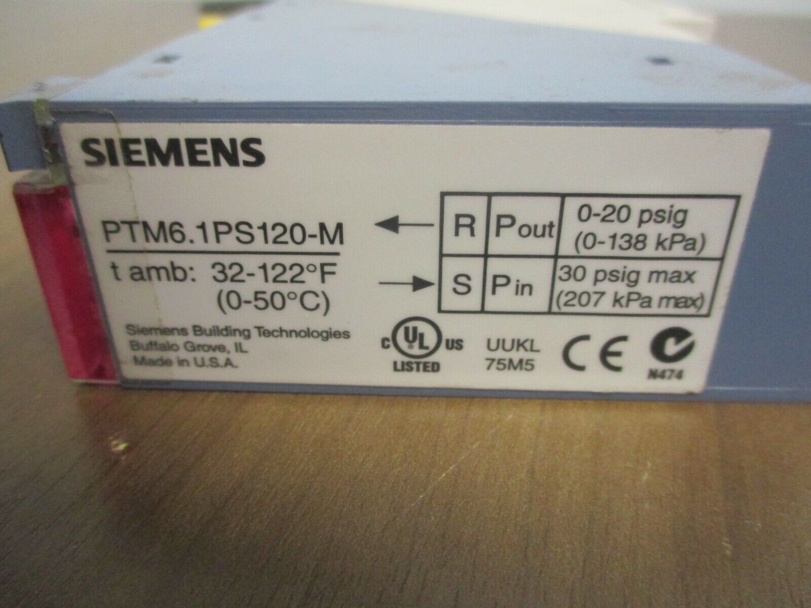 Siemens Pneumatic Positioning Module PTM6.1PS120-M Input:30PSIG Output: 0-20PSIG