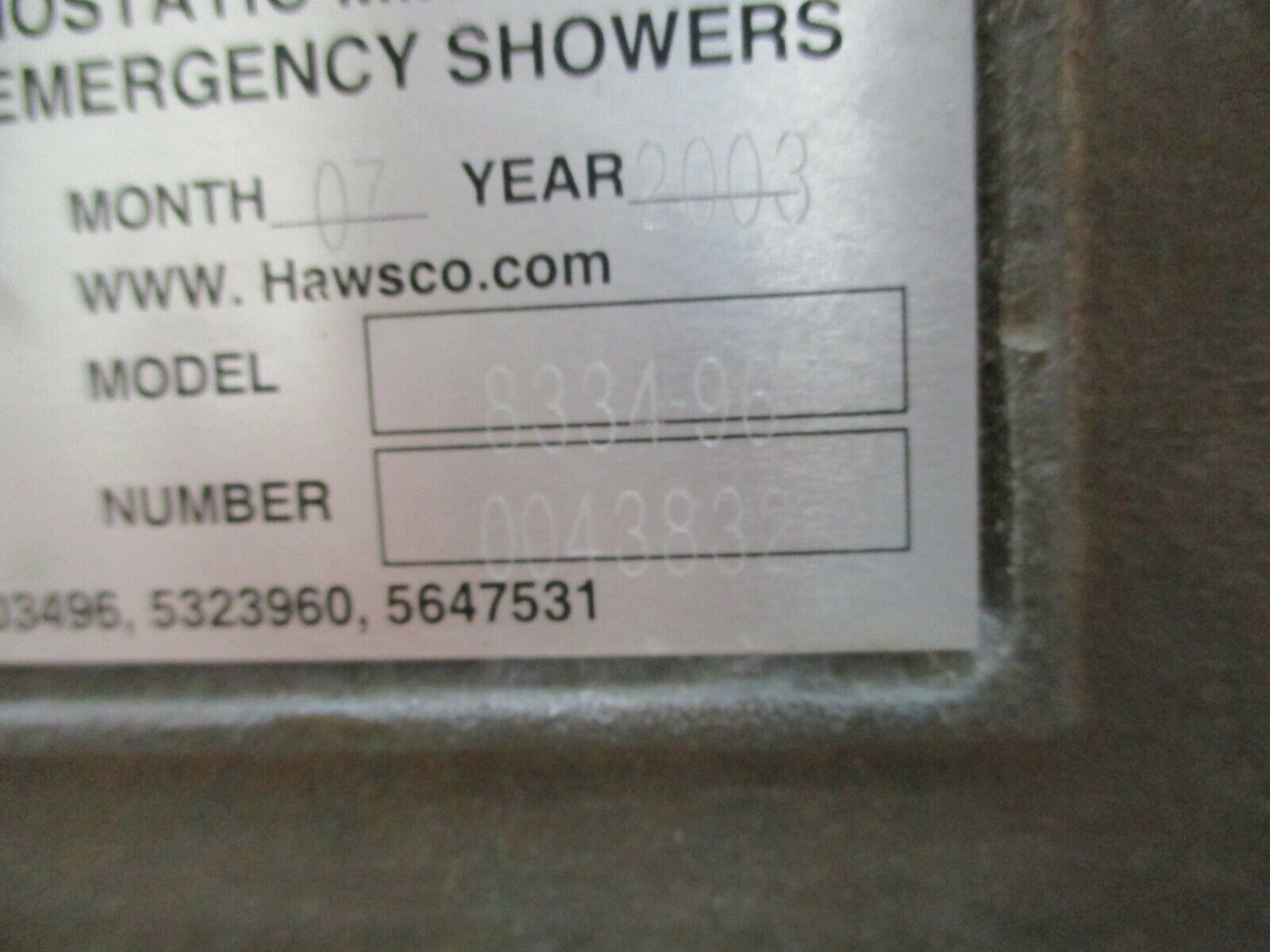 Haws Model 9202 Thermostatic Mixing Valve For Emergency Showers 8334-96 Used