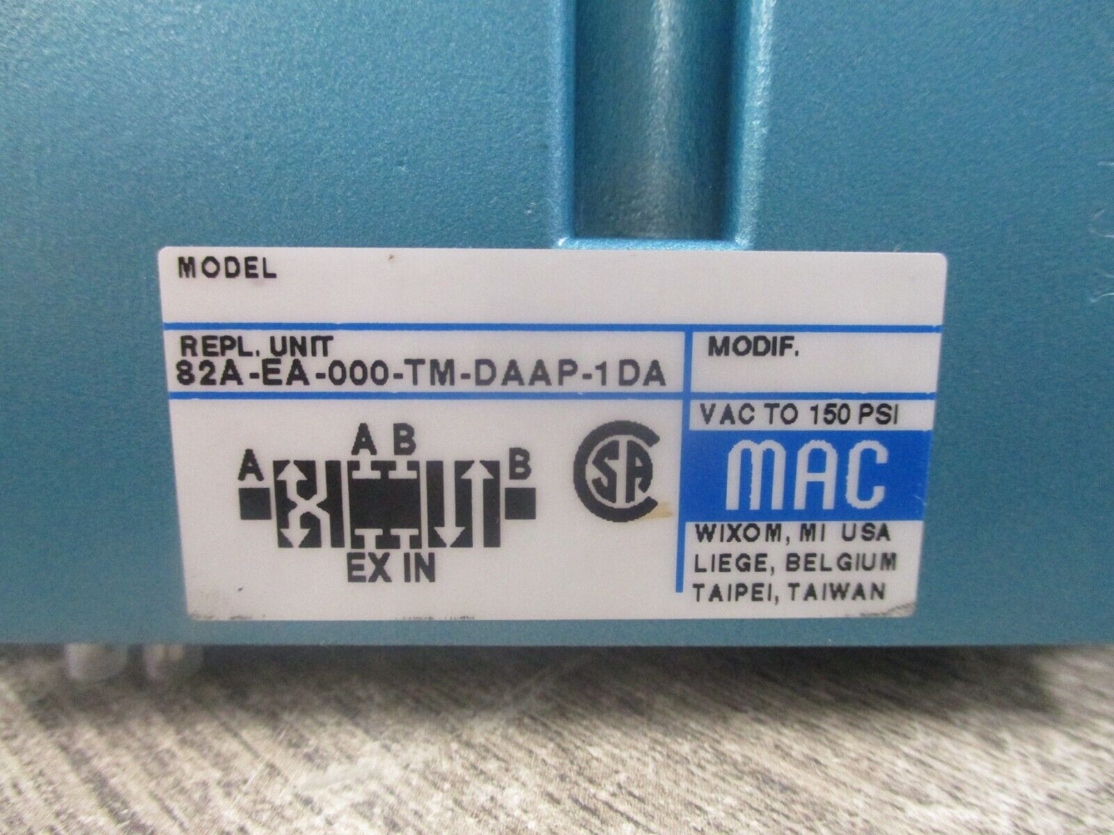 MAC Solenoid Valve 82A-EA-000-TM-DAAP-1DA Used