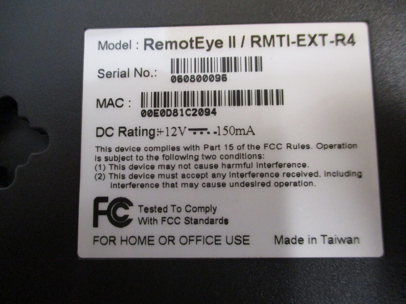 Toshiba RemotEye II 10/100 UPS Network Card RMTI-EXT-R4 12VDC 150mA Used