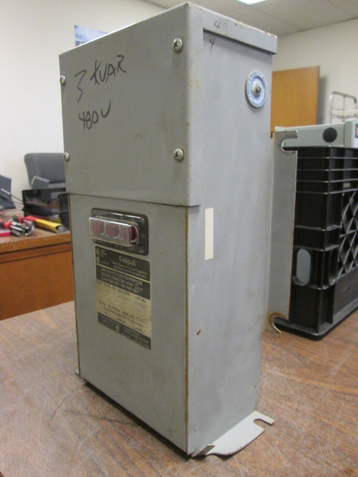 Unipak Power Factor Correction Capacitor 343PMUF 3kvar 480V 3Ph 60Hz Used