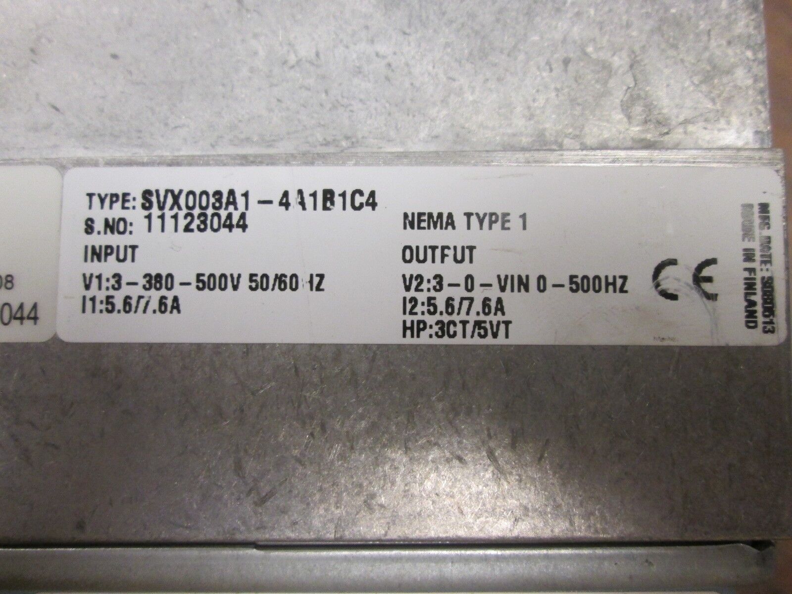 Cutler-Hammer SVX 9000 AC Drive SVX003A1-4A1B1C4 5HP 3Ph Used