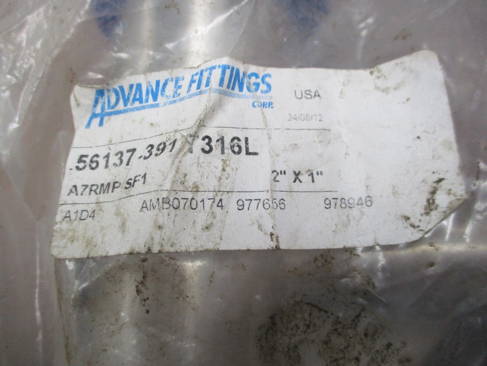 Advanced Fittings Stainless Steel Reducing Tee 56137-391 T316L Size: 2"x1"