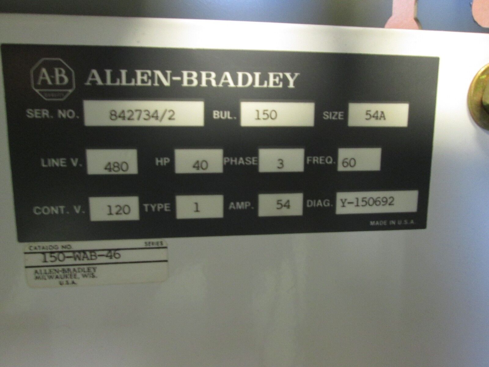 Allen-Bradley Enclosed Soft Start 150-A54NBD 150-WAB-46 40HP Used