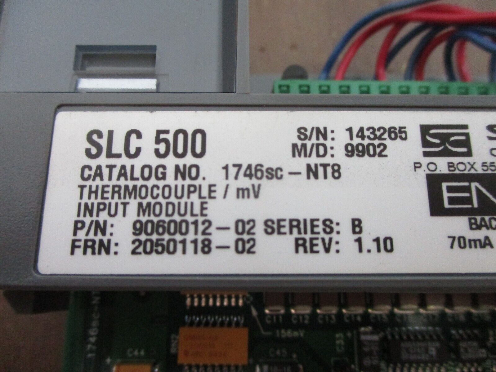 Spectrum Controls SLC 500 Thermocouple / MV Input Module 1746sc-NT8 Ser. B Used