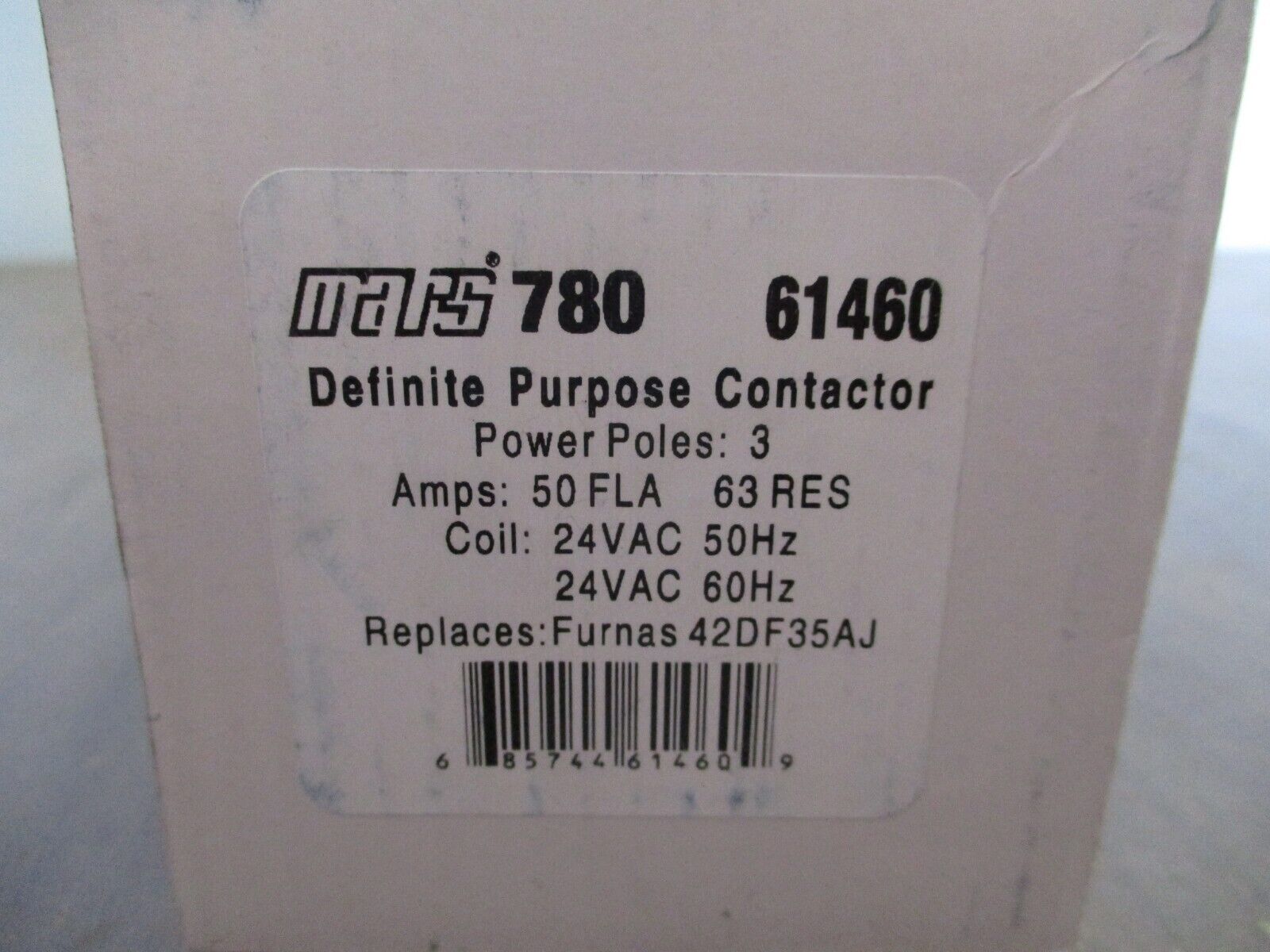 Mars 780 Definite Purpose Contactor 61460 24V Coil 50A 3P New Surplus