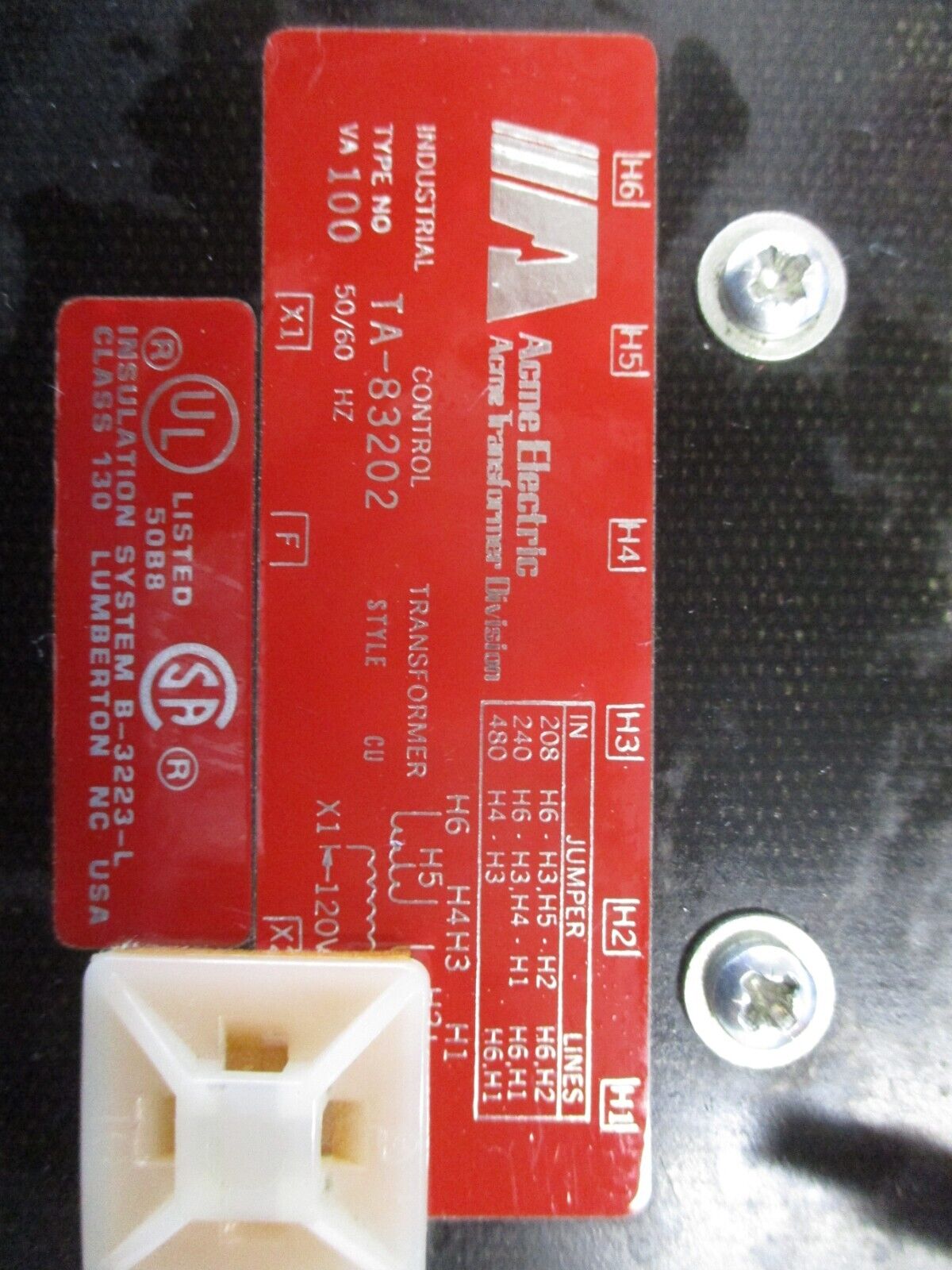 Acme Electric Control Transformer TA-83202 100VA Pri: 208/240/480V Sec: 120/240V