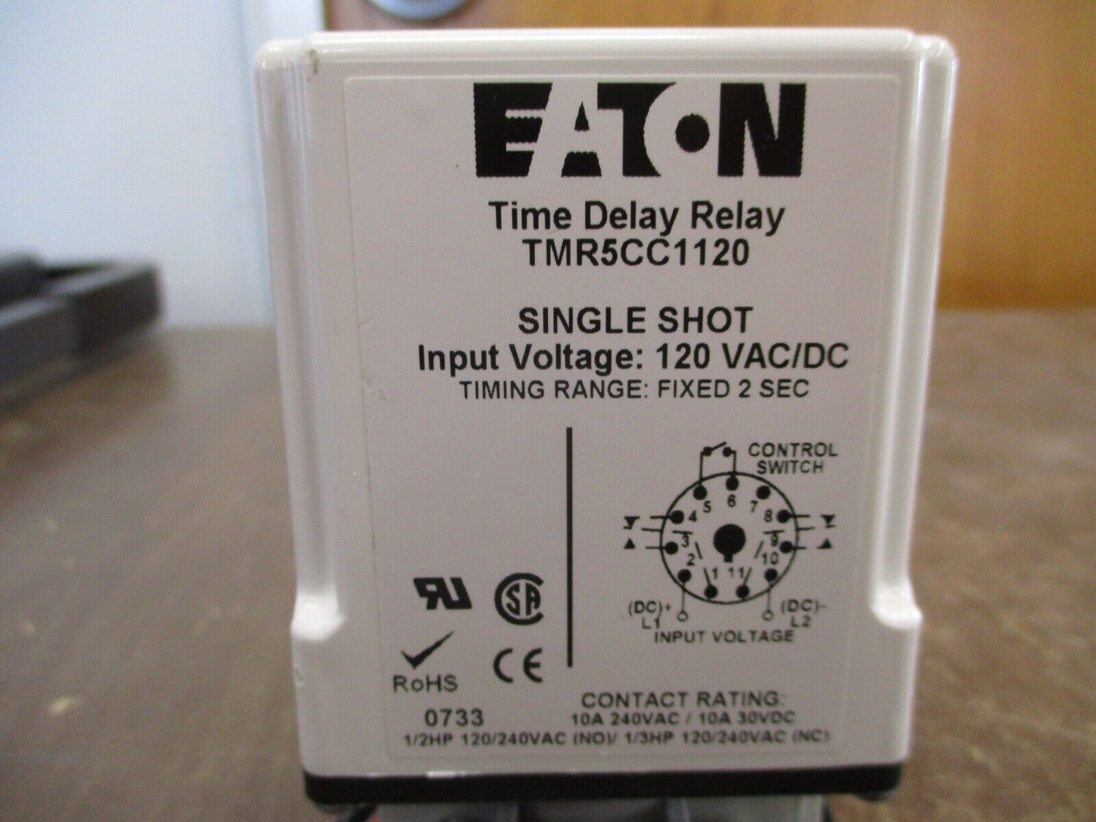 Eaton Time Delay Relay TMR5CC1120 Delay: Fixed 2 Sec 120V AC/DC w/ Base Used