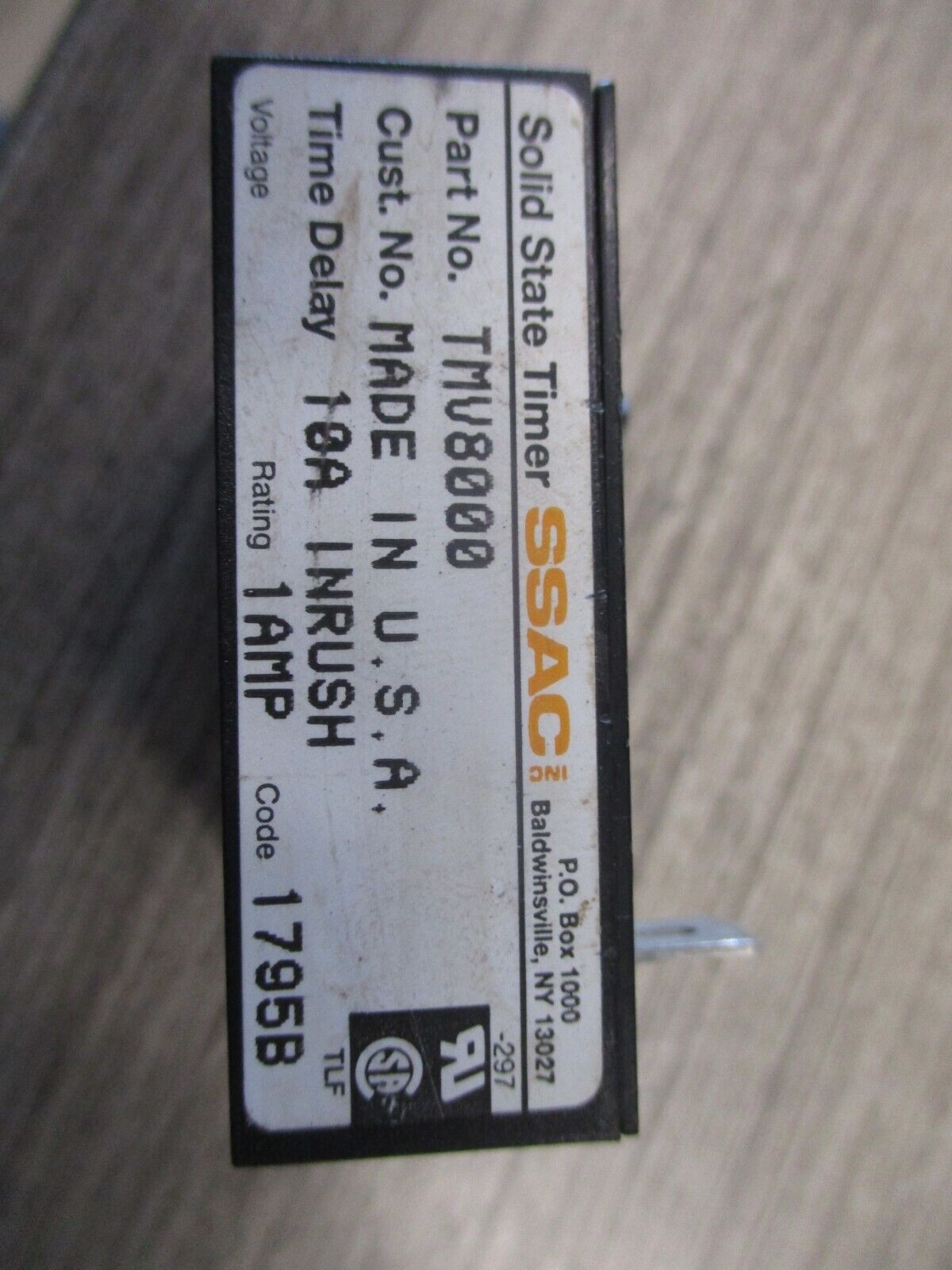 SSAC Solid State Timer TMV8000 Time Delay : 10A Inrush 1A Used