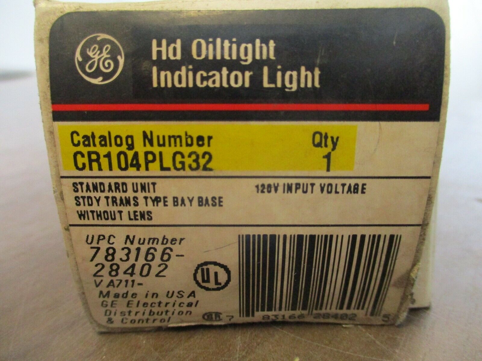 GE Hd Oiltight Indicator Light CR104PLG32 120V New Surplus