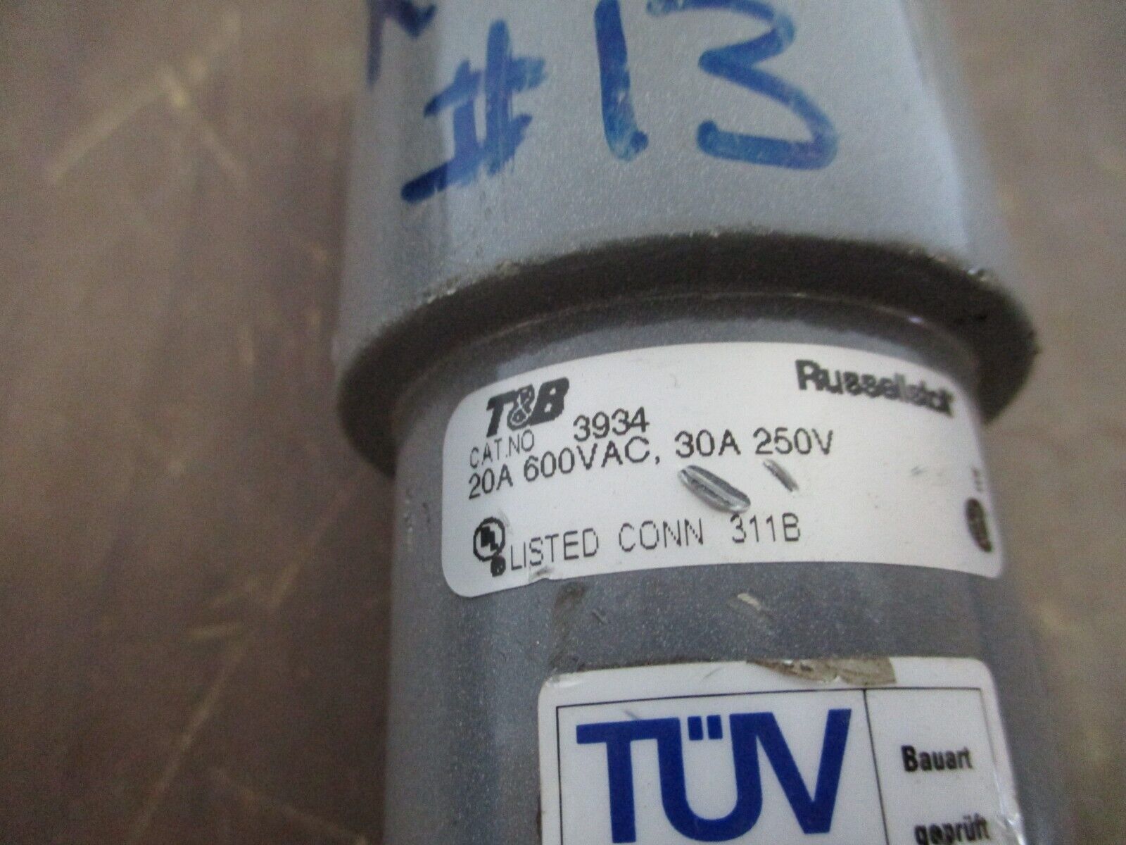 RussellStoll Connector w/ Wire End 3934 20A-600V 30A-250V 3P 4W Used
