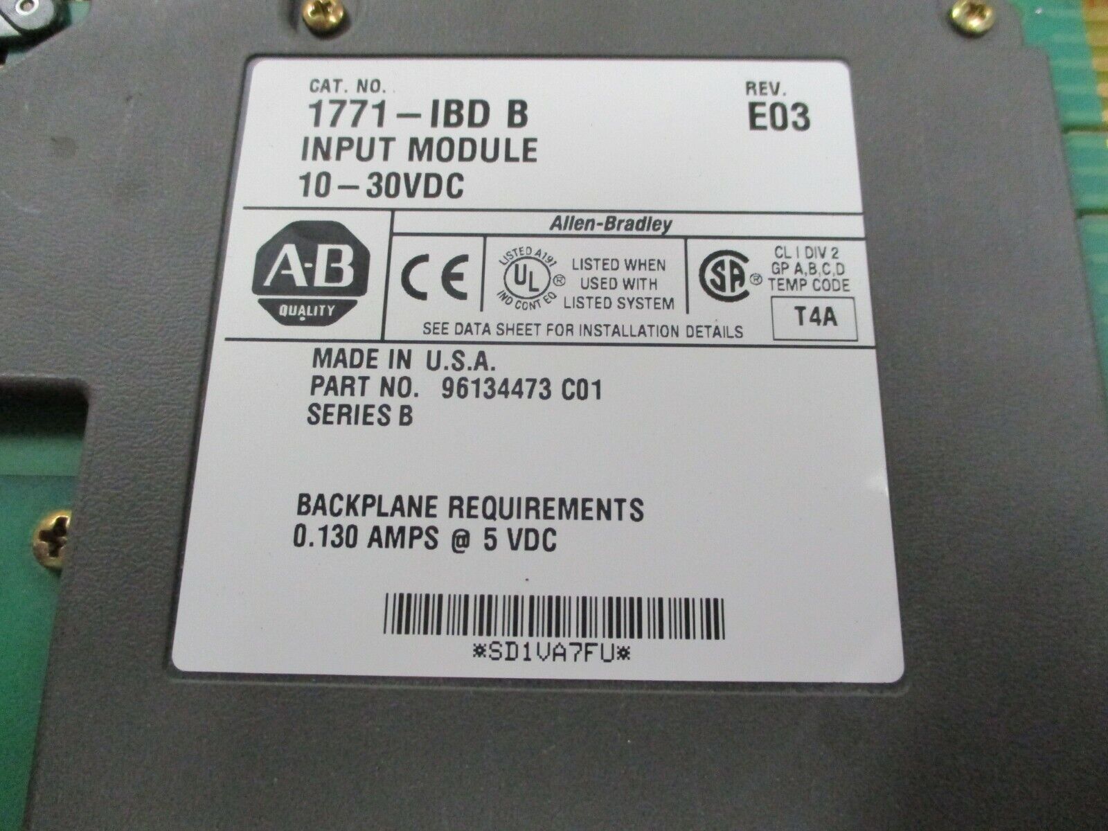 Allen-Bradley DC Input Module 1771-IBD B Ser. B Rev. E03 10-30VDC Used