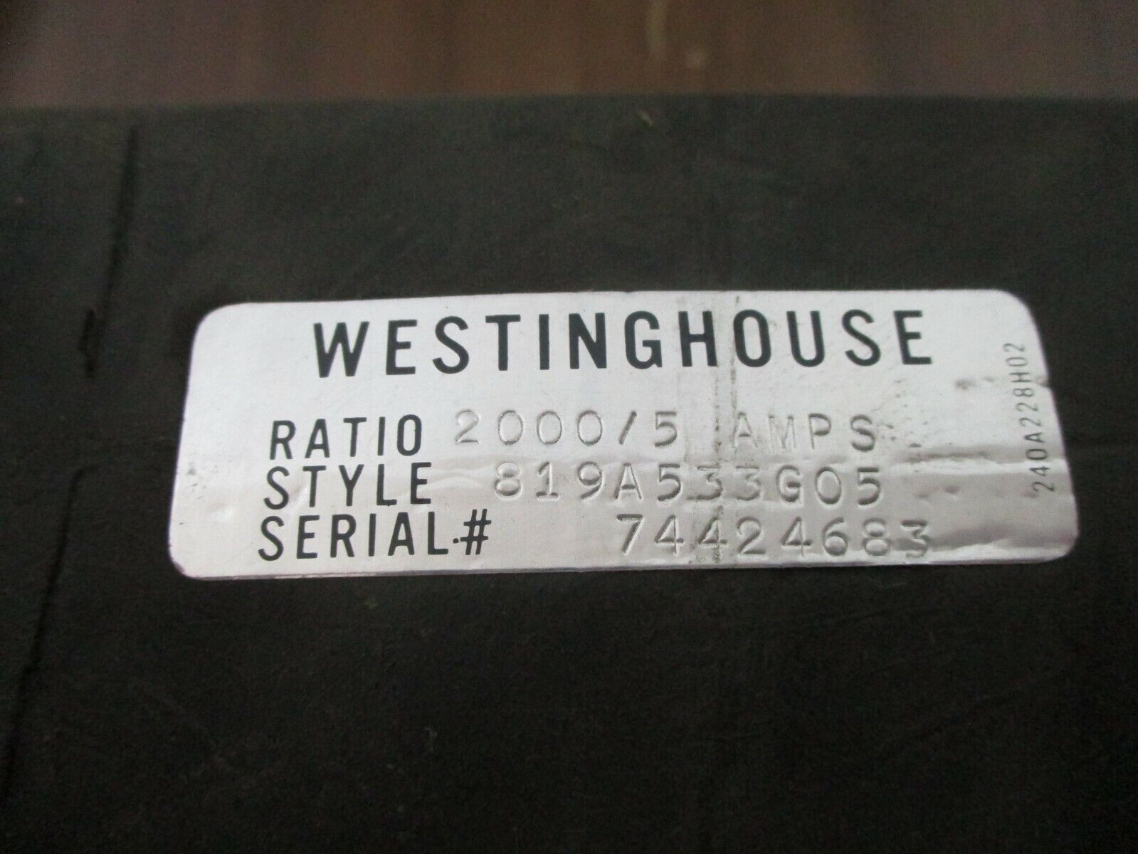 Westinghouse Current Transformer 819A533G05 Ratio 2000:5A Used