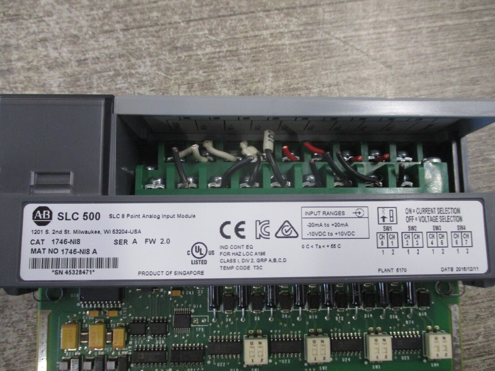 Allen-Bradley SLC 500 8PT Analog Input Module 1746-NI8 Ser. A FW 2.0 Used