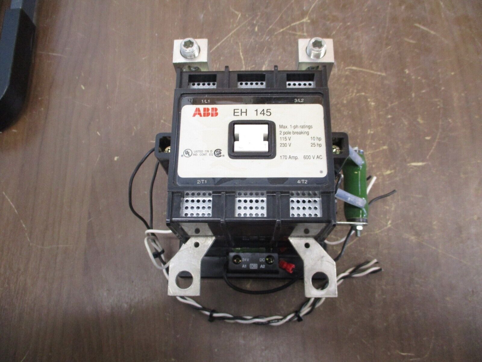 ABB Contactor EH 145 24VDC Coil 170A 600V 2P *Missing Base Screws* Used