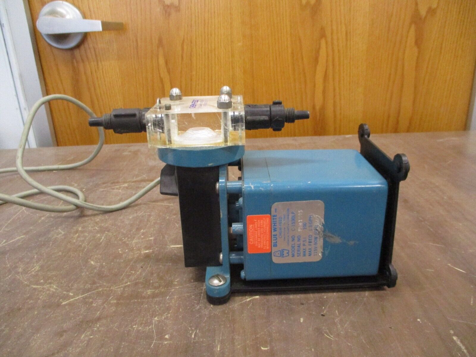 Blue White Chem-Feed Pump C-1530LP 100PSI 1.3GPH 115V 60Hz *Missing Nut* Used