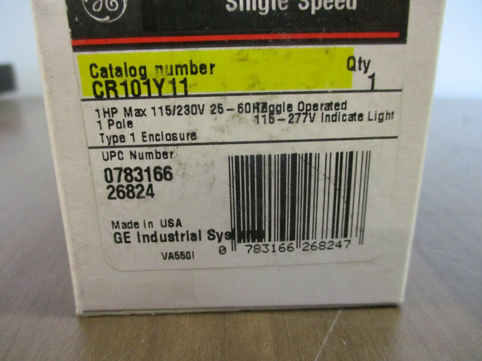 GE, manual starter, Part #: CR101Y11 115/230V, 25-60Hz, 1P, New Surplus
