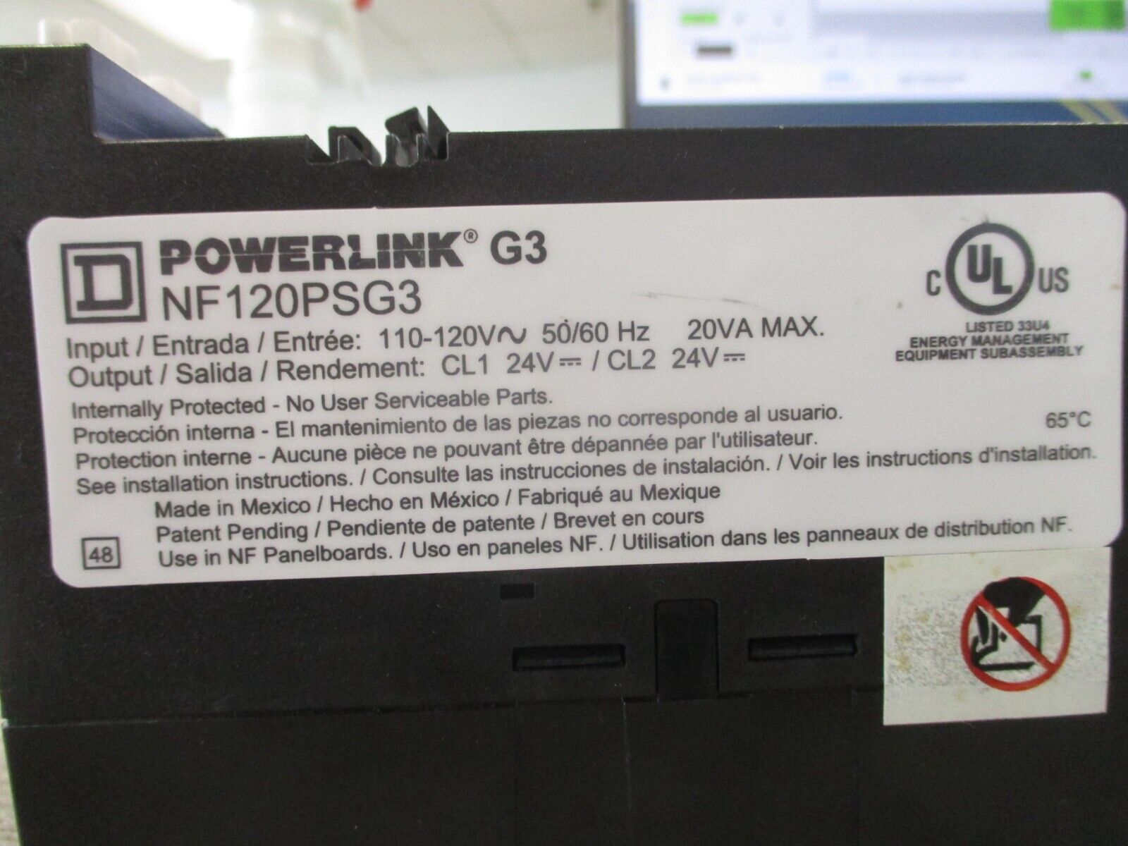 Square D Powerlink G3 Power Supply NF120PSG3 *No Terminal Screws* Used