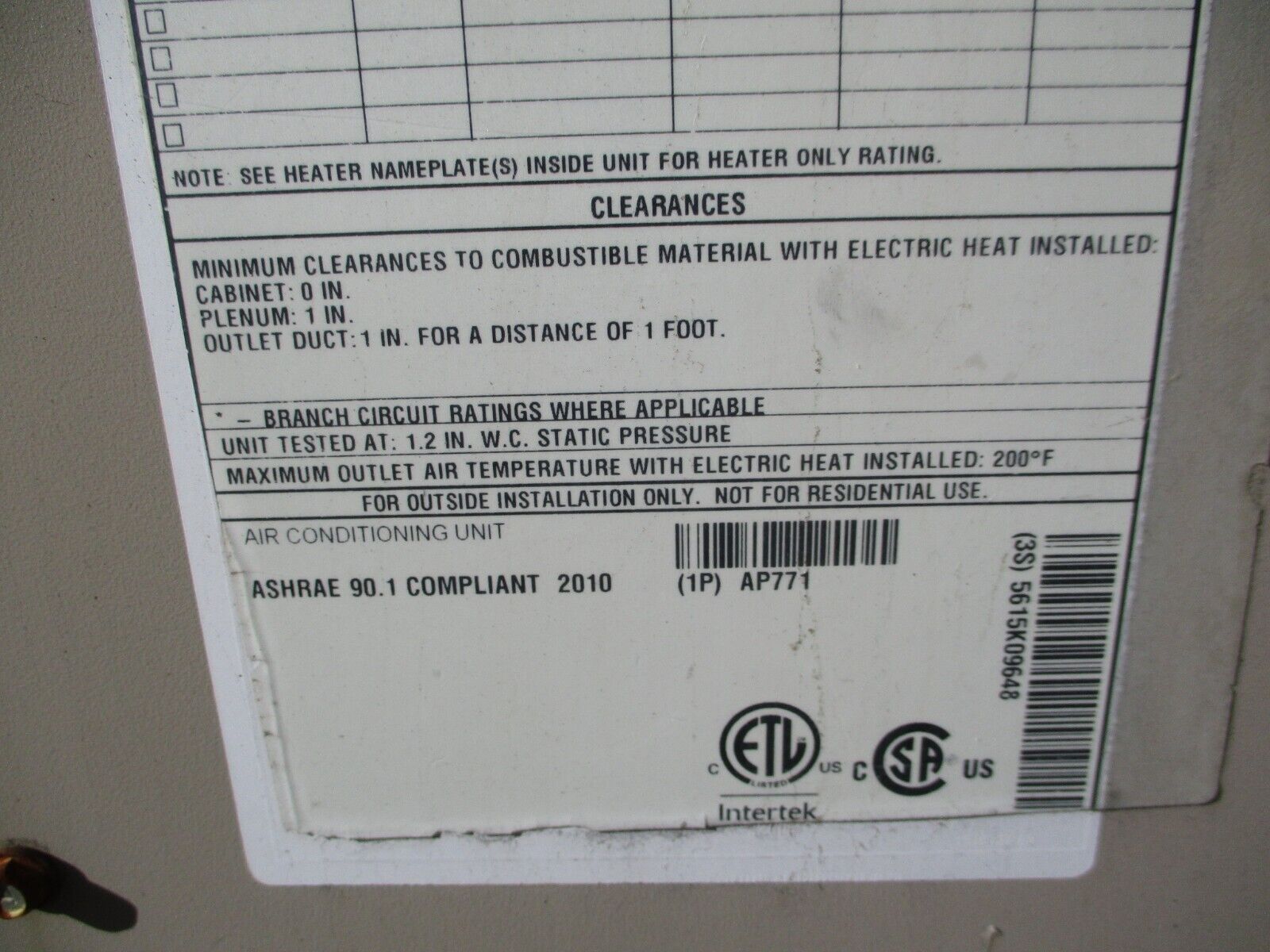 Lennox LCH Rooftop Unit LCH360H4BP1G 30 Ton Electric Heat 68.9KW Heat 480V 3Ph