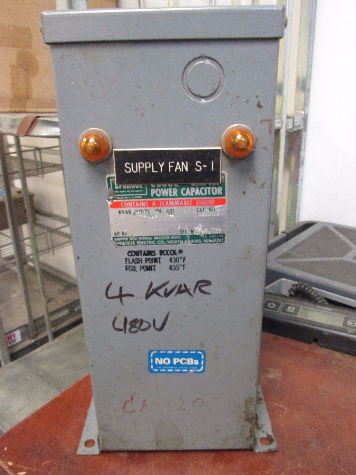 Sprague Eccol Unipak Power Capacitor 643CEU 6 KVAR 480V 60Hz 3Ph Used