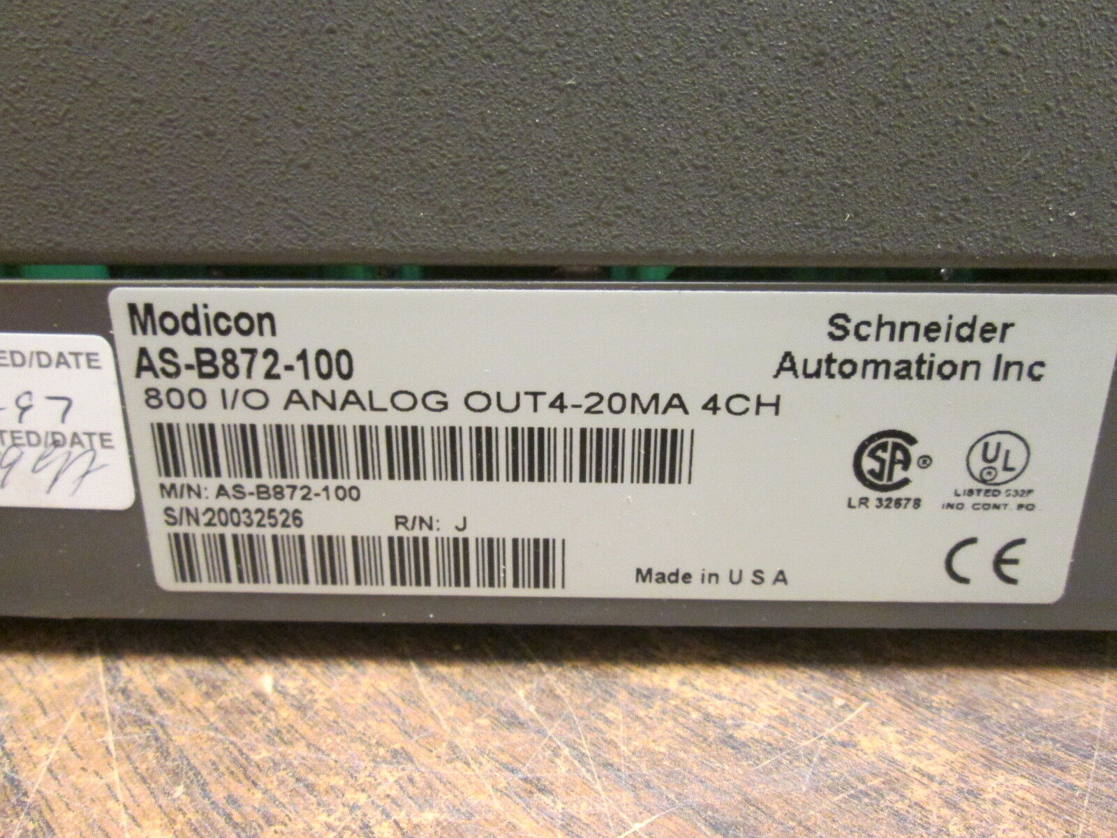 Modicon Analog Output Module AS-B872-100 Rev. J 4-20mA 4ch Used