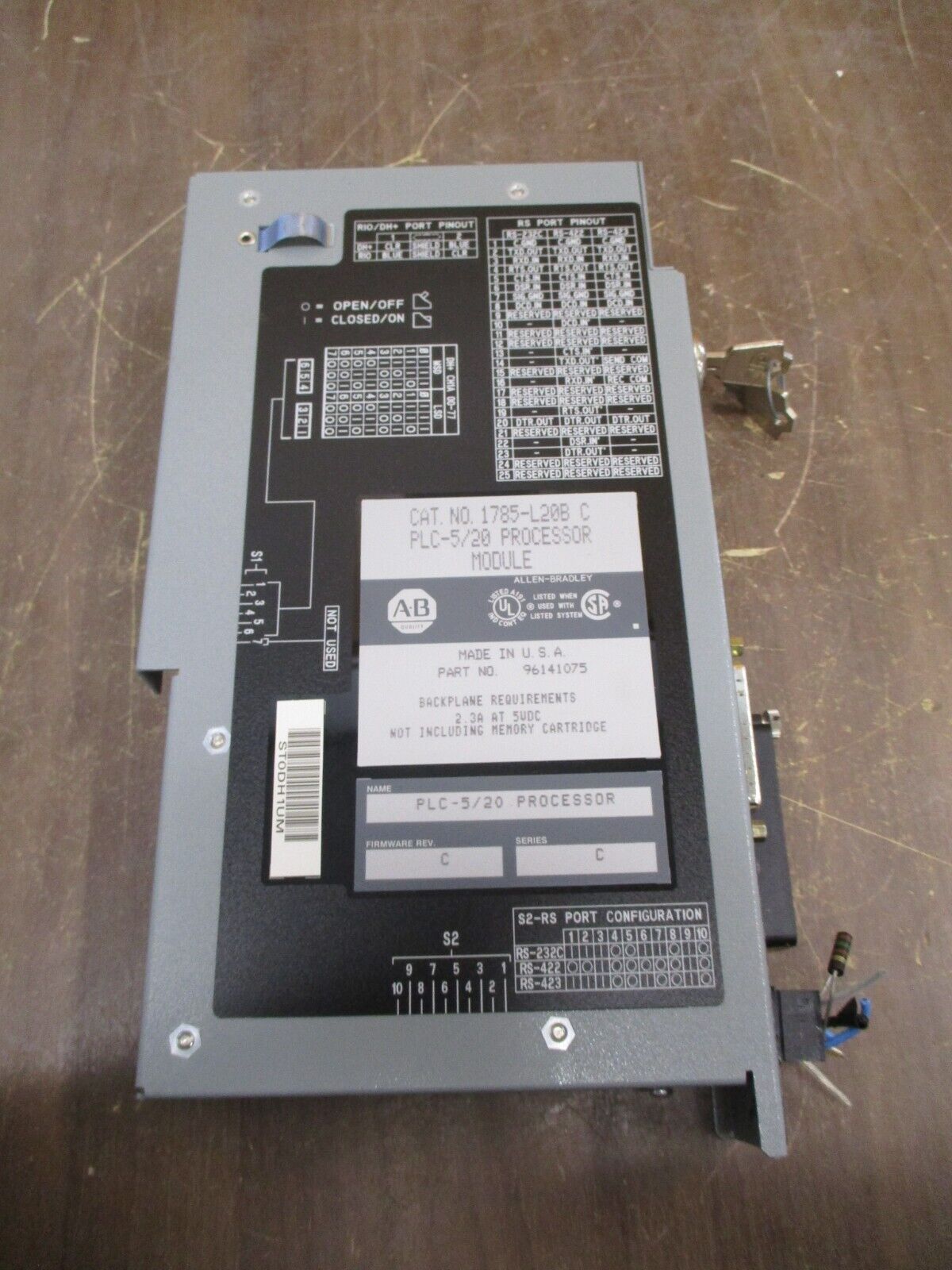 Allen-Bradley PLC-5/20 Processor Module 1785-L20B Ser. C F/W Rev. C Used