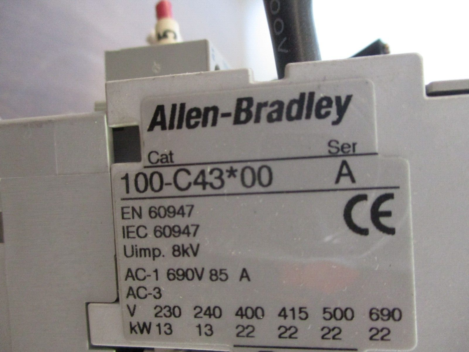 Allen-Bradley Contactor 100-C43*00 Ser. A 120V Coil 63A 600V w/ Aux Contact Used