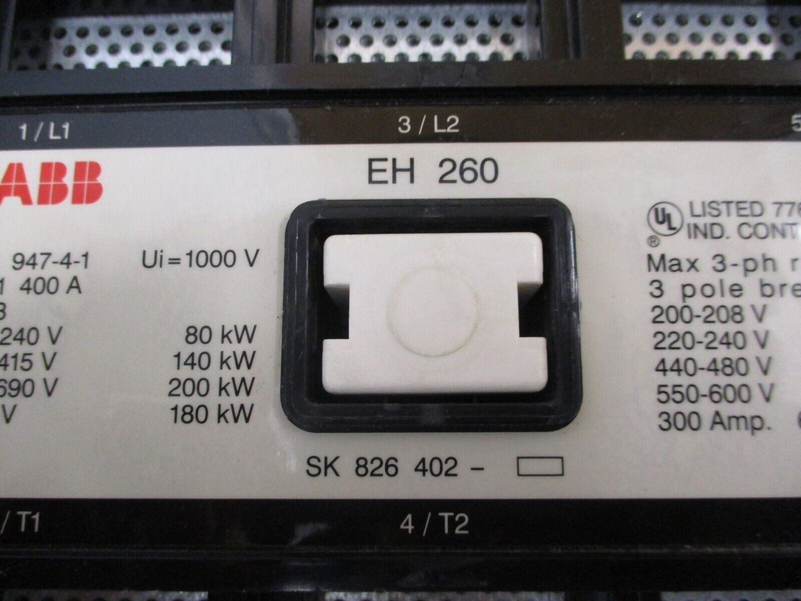 ABB Contactor EH 260 24VDC Coil 300A 600V 3P Used